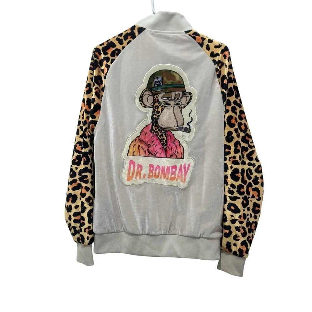 Death Row Records Dr Bombay Velvet Track Jacket Small Leopard Print Snoop Dogg